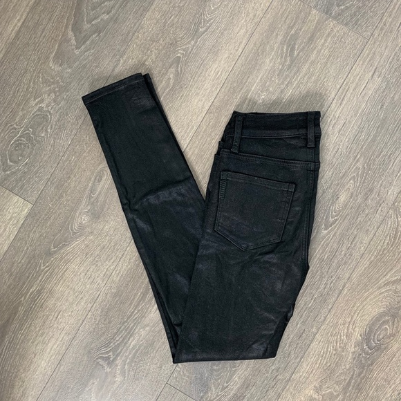 Paige Hoxton Ultra Skinny Jeans Button Fly Black Fog Luxe Coating High Waist - Picture 3 of 15